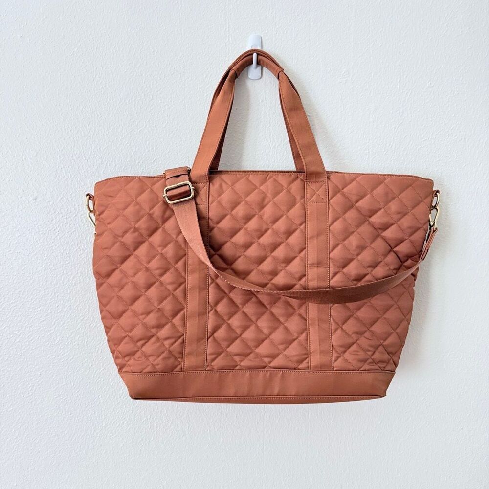 Stoney Clover Lane Desert Dreams Quilted Puffy Tote Bag Large Tan Orange